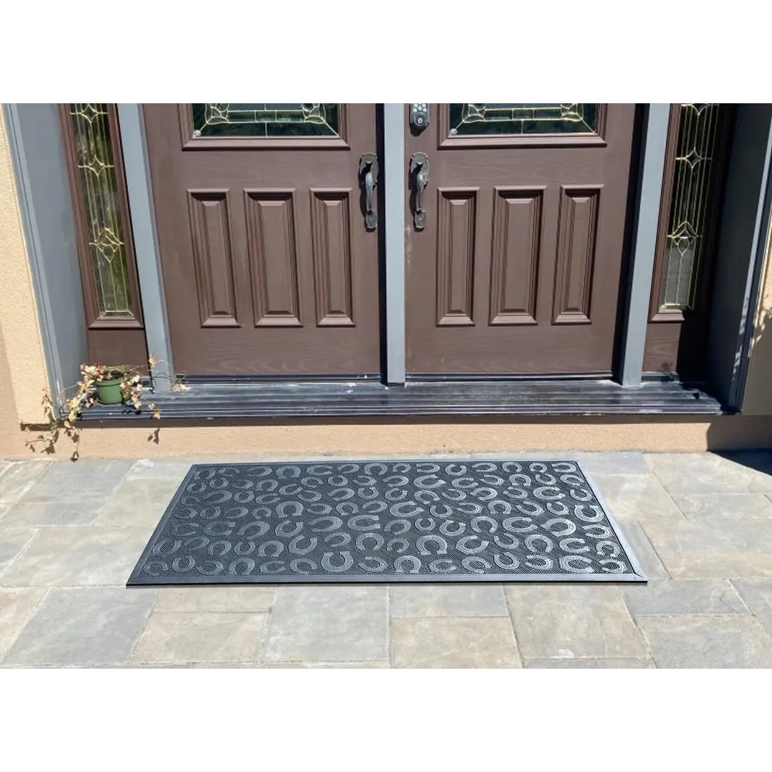 A1HC 100% Rubber Front Door Mat. All Season Large Size. Thin Profile Heavy Duty Doormat for Indoor Outdoor Use