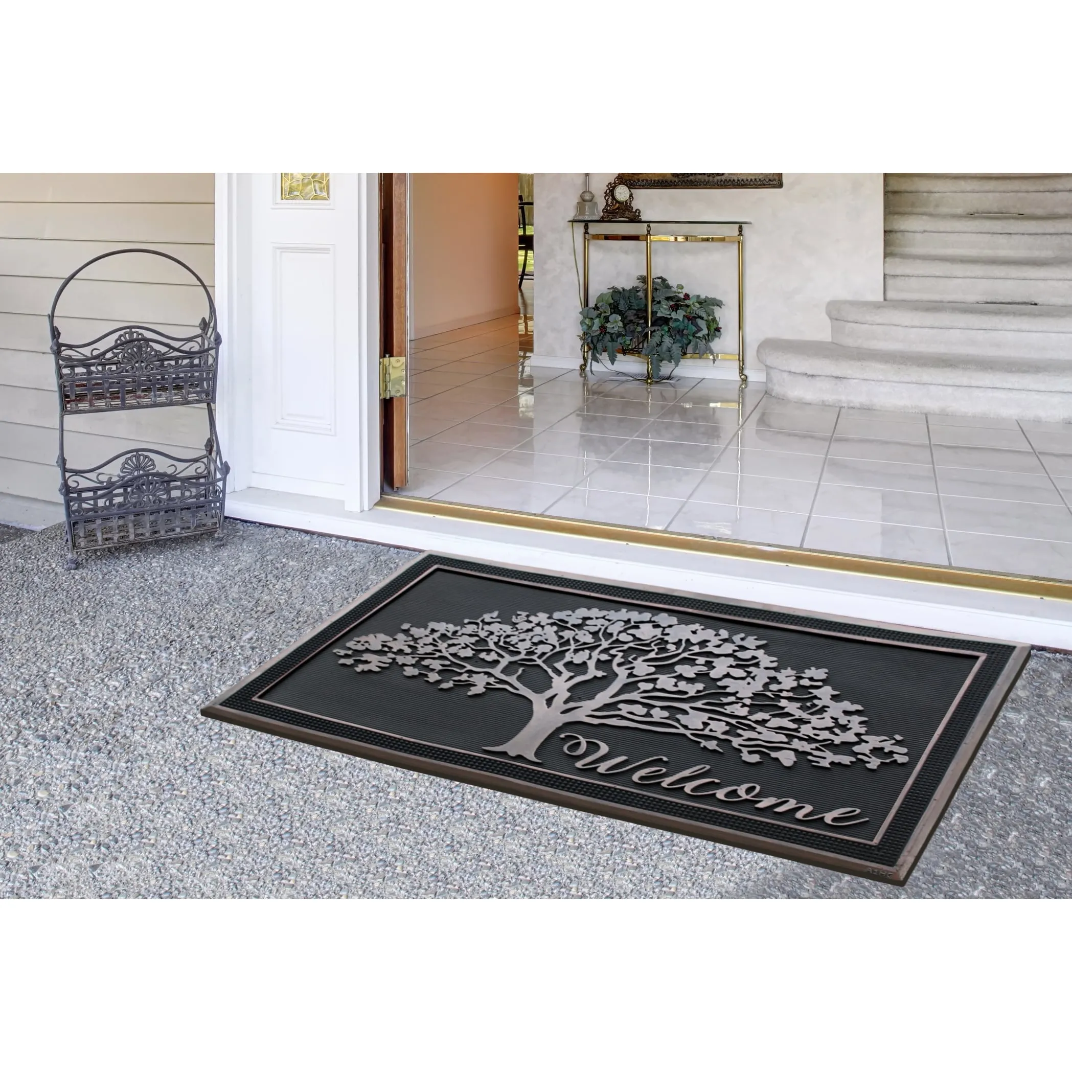 A1HC 100% Rubber Front Door Mat. All Season Large Size. Thin Profile Heavy Duty Doormat for Indoor Outdoor Use