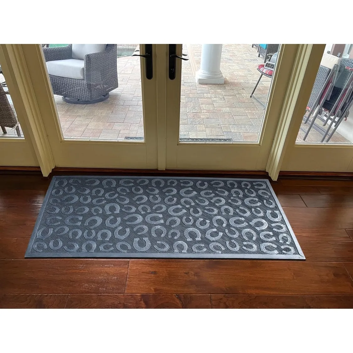 A1HC 100% Rubber Front Door Mat. All Season Large Size. Thin Profile Heavy Duty Doormat for Indoor Outdoor Use