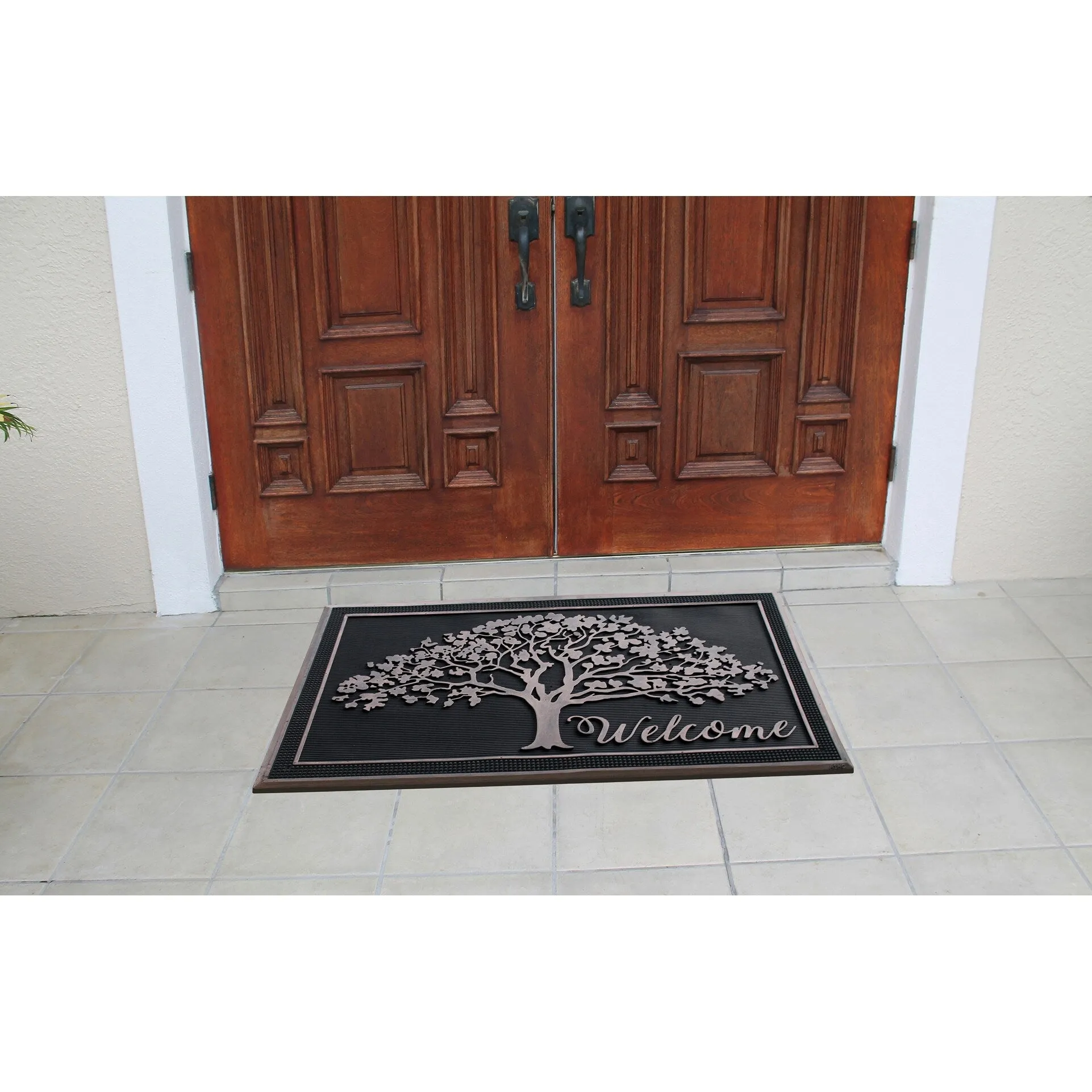 A1HC 100% Rubber Front Door Mat. All Season Large Size. Thin Profile Heavy Duty Doormat for Indoor Outdoor Use