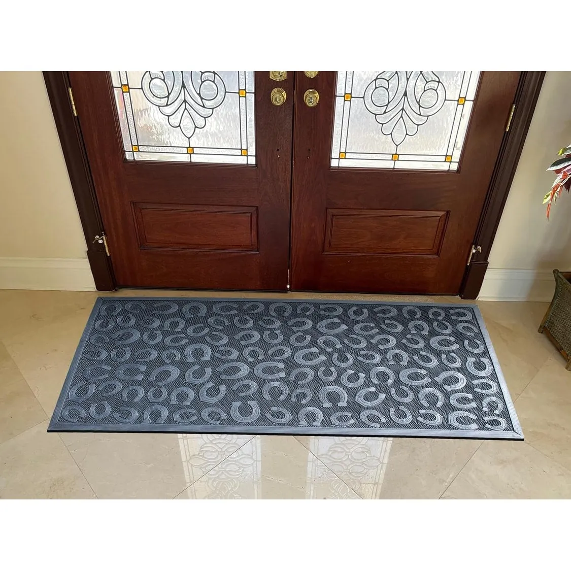 A1HC 100% Rubber Front Door Mat. All Season Large Size. Thin Profile Heavy Duty Doormat for Indoor Outdoor Use