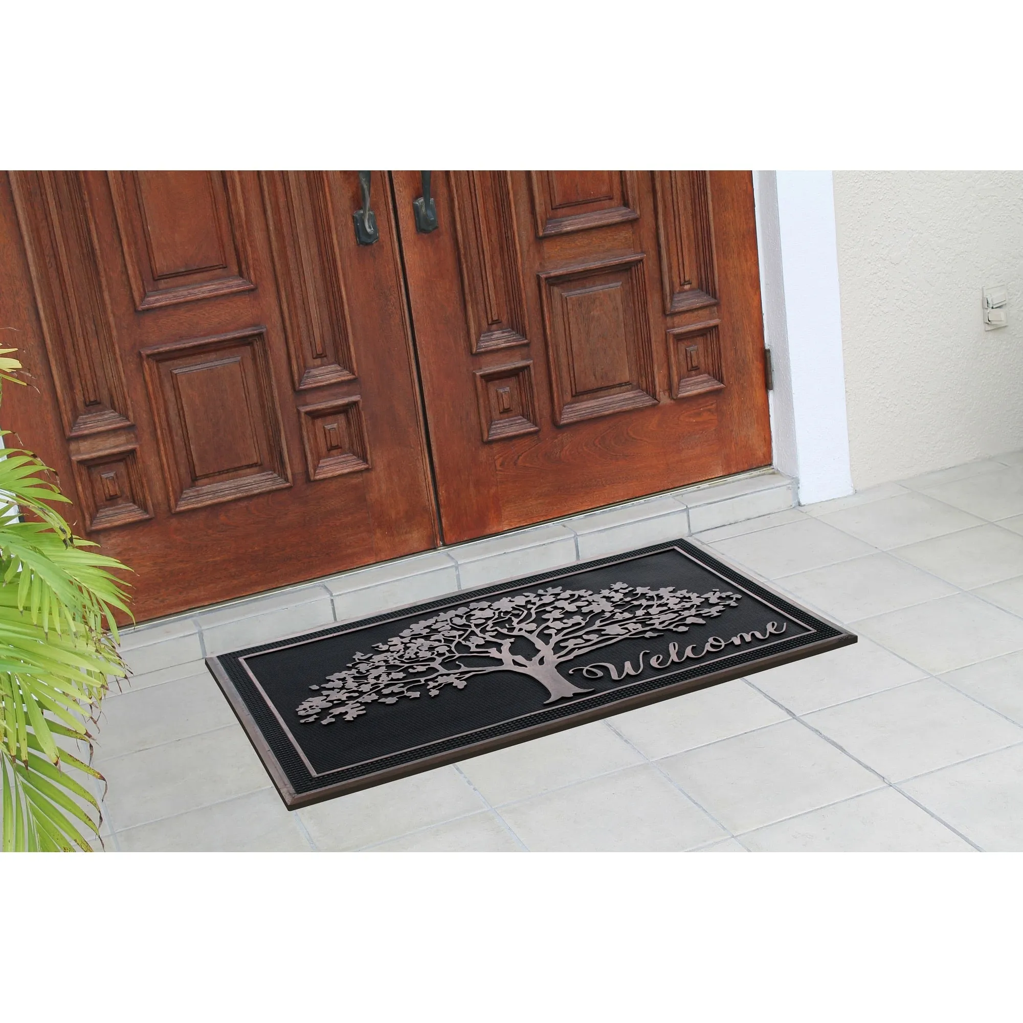 A1HC 100% Rubber Front Door Mat. All Season Large Size. Thin Profile Heavy Duty Doormat for Indoor Outdoor Use