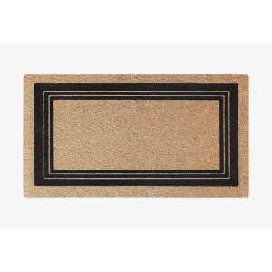 A1HC Classic Border Entrance Door Mats. Durable Large Outdoor Rug. Non-Slip. Flock Doormat Black/Beige