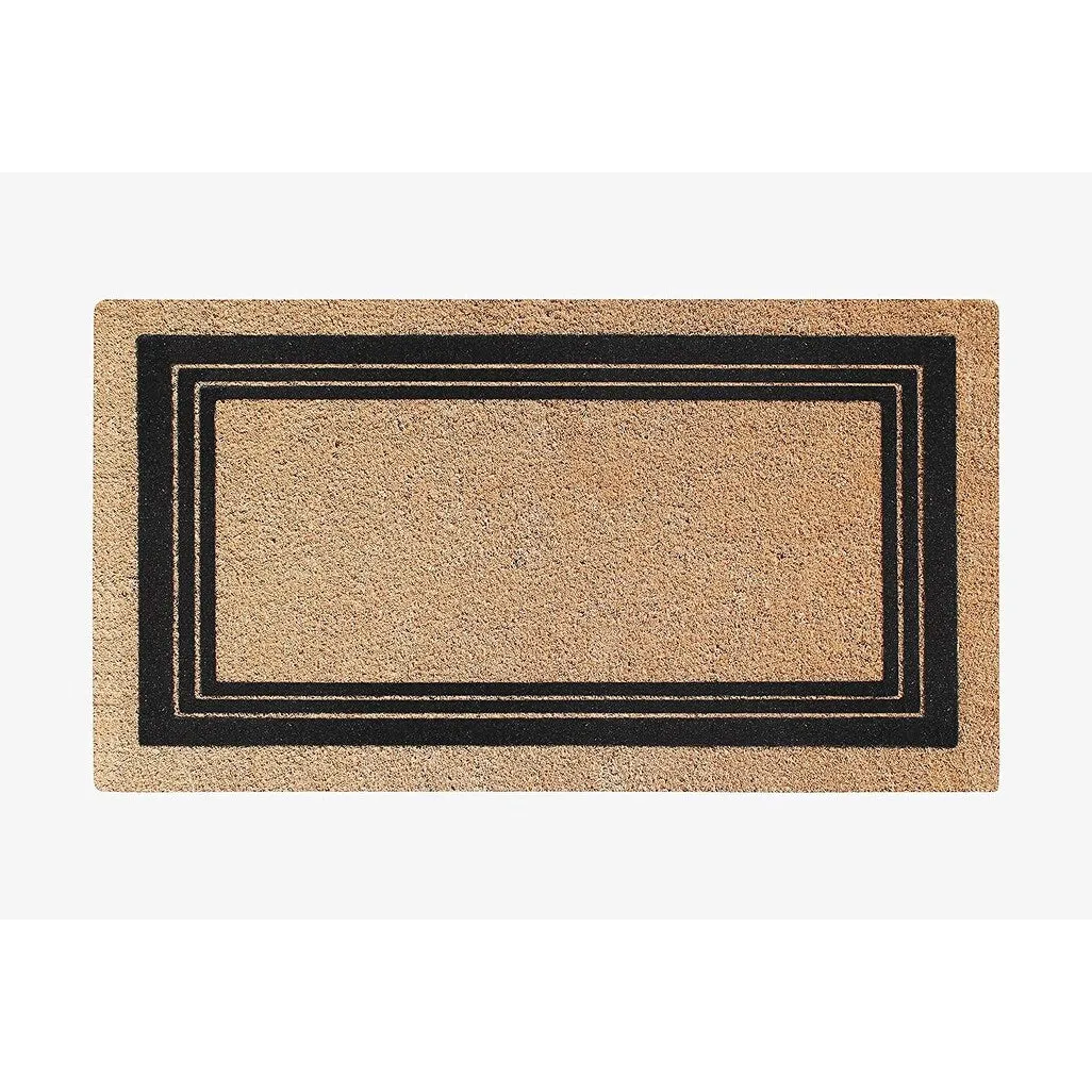 A1HC Classic Border Entrance Door Mats. Durable Large Outdoor Rug. Non-Slip. Flock Doormat Black/Beige