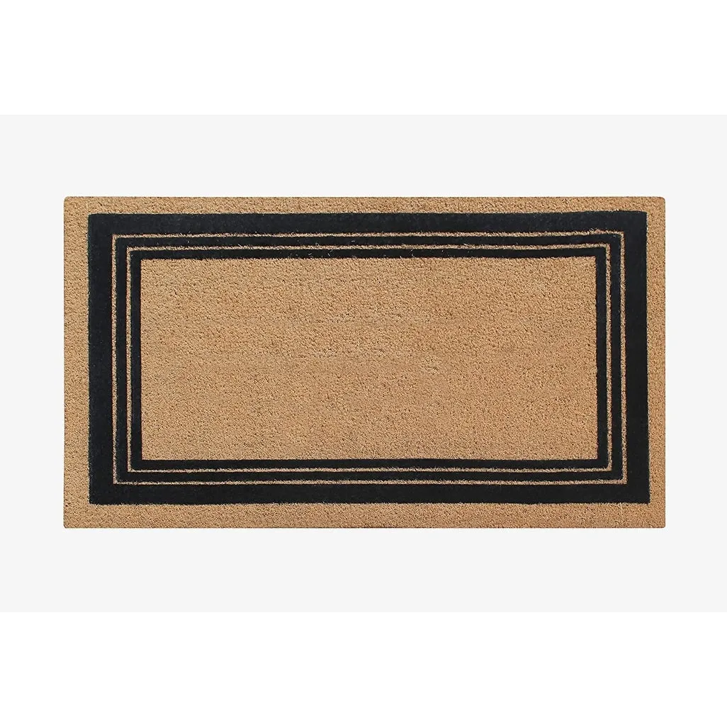 A1HC Classic Border Entrance Door Mats. Durable Large Outdoor Rug. Non-Slip. Flock Doormat Black/Beige