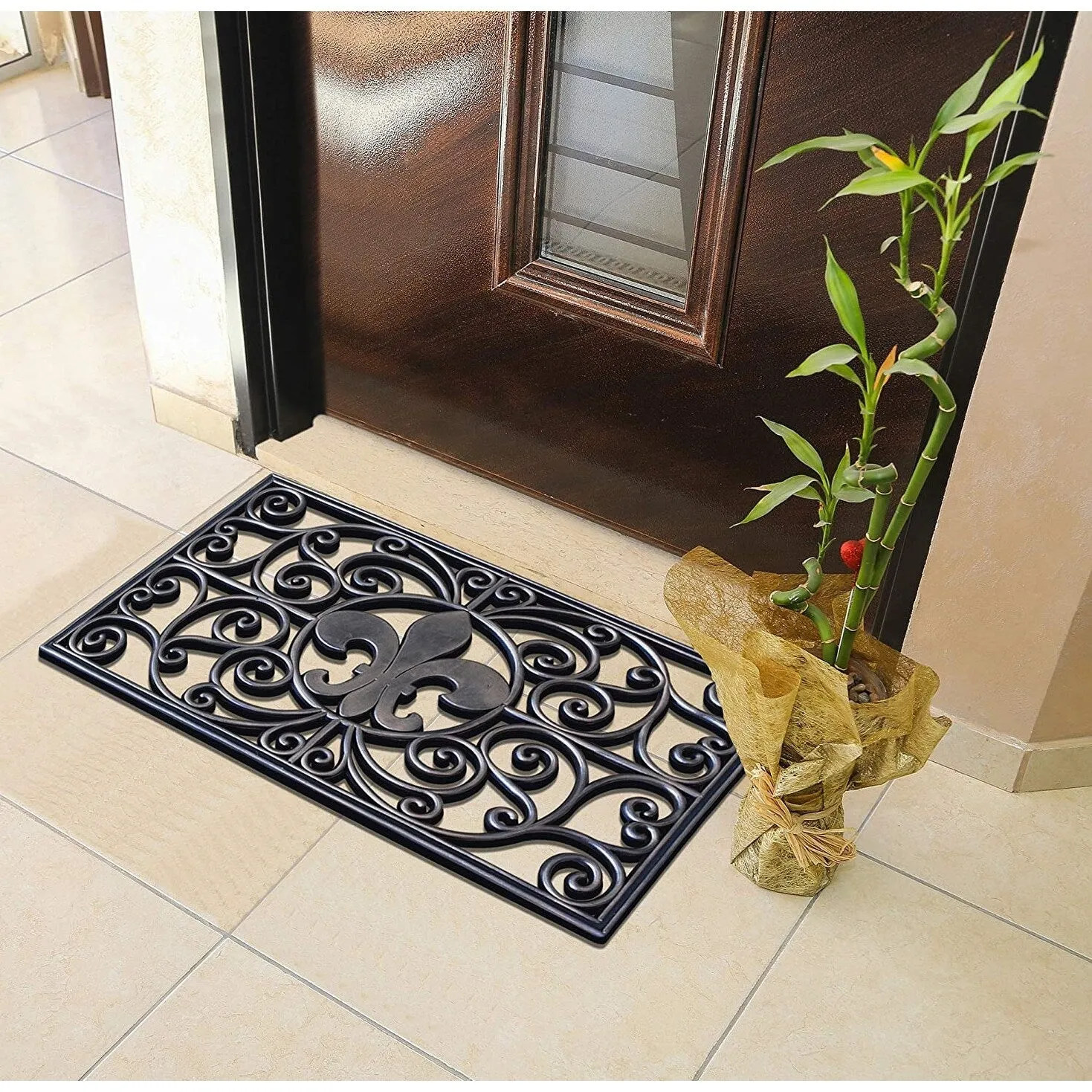 A1HC First Impression. Natural Rubber Doormat. Non-Slip. Durable. Heavy Duty Rubber Mat. 18X30