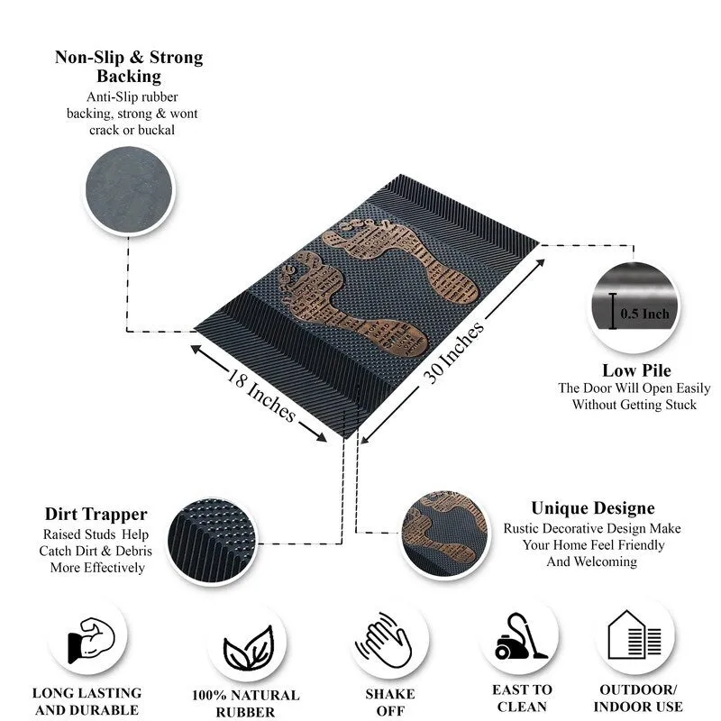 A1HC First Impression. Natural Rubber Doormat. Non-Slip. Durable. Heavy Duty Rubber Mat. 18X30
