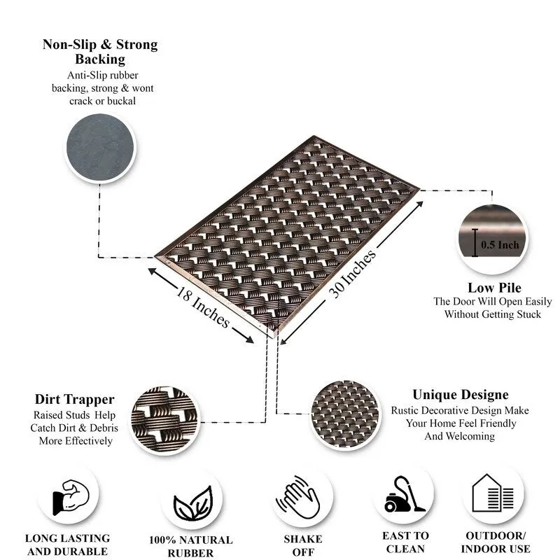 A1HC First Impression. Natural Rubber Doormat. Non-Slip. Durable. Heavy Duty Rubber Mat. 18X30