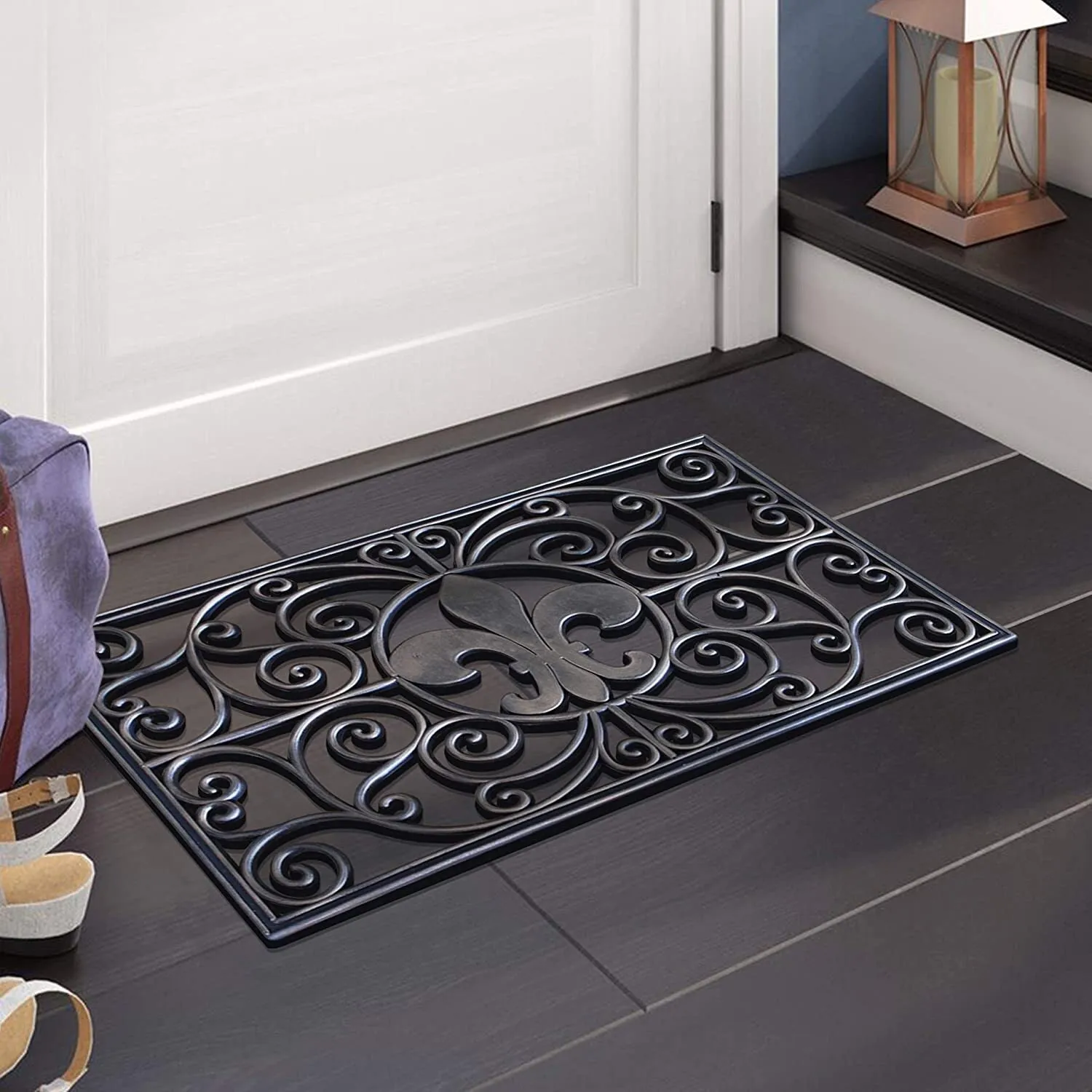 A1HC First Impression. Natural Rubber Doormat. Non-Slip. Durable. Heavy Duty Rubber Mat. 18X30