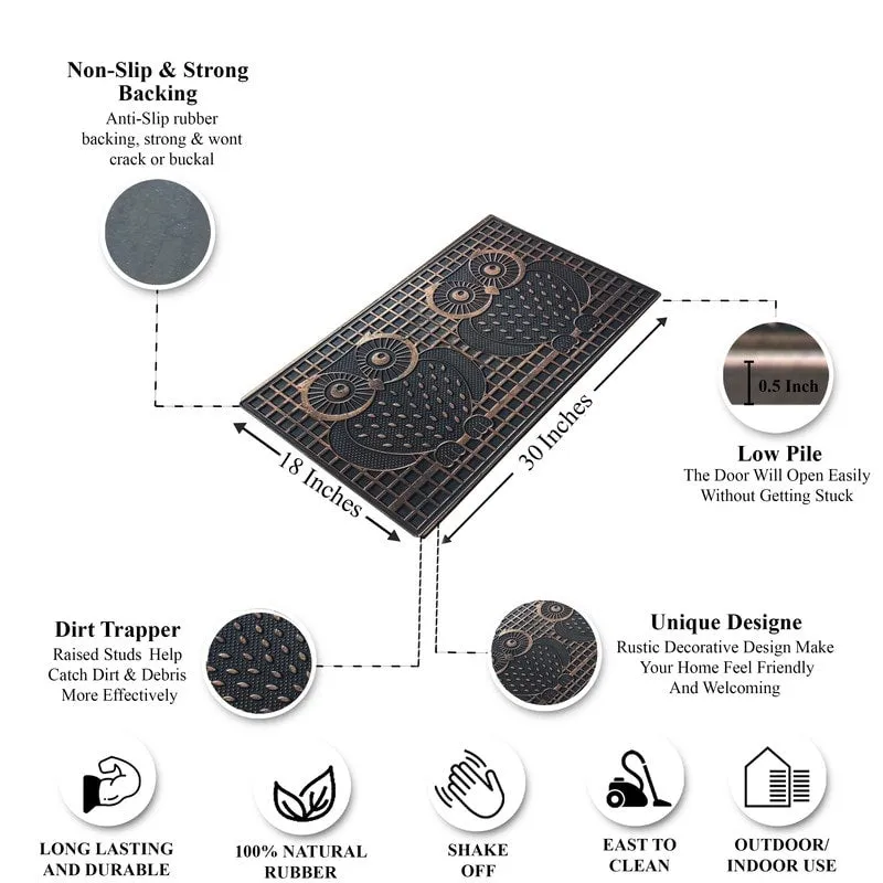 A1HC First Impression. Natural Rubber Doormat. Non-Slip. Durable. Heavy Duty Rubber Mat. 18X30
