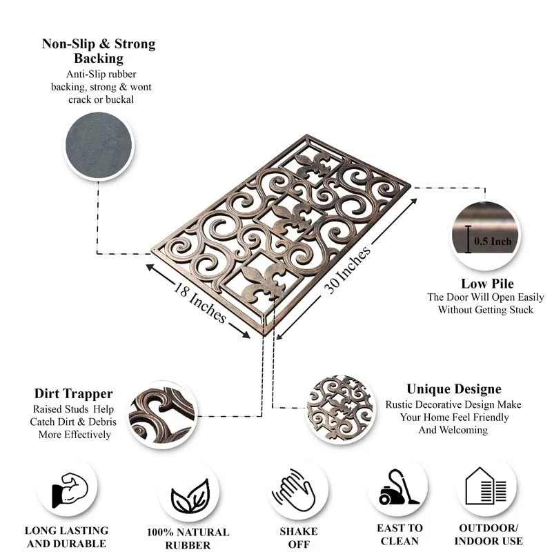 A1HC First Impression. Natural Rubber Doormat. Non-Slip. Durable. Heavy Duty Rubber Mat. 18X30