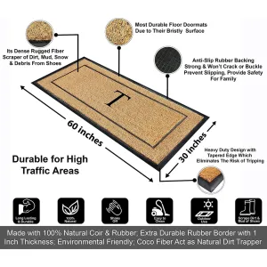 A1HC Natural Coir & Rubber Large Monogrammed Door Mat 30x60