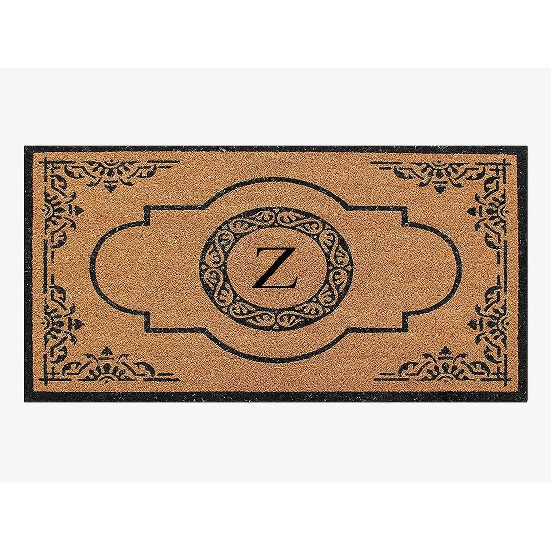 A1HC Natural Coir Hand-crafted Abrilina Monogrammed Double Doormat