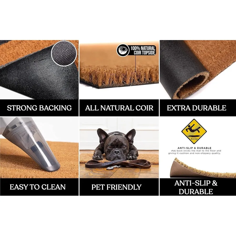 A1HC Natural Coir Hand-crafted Abrilina Monogrammed Double Doormat