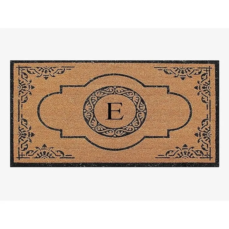 A1HC Natural Coir Hand-crafted Abrilina Monogrammed Double Doormat