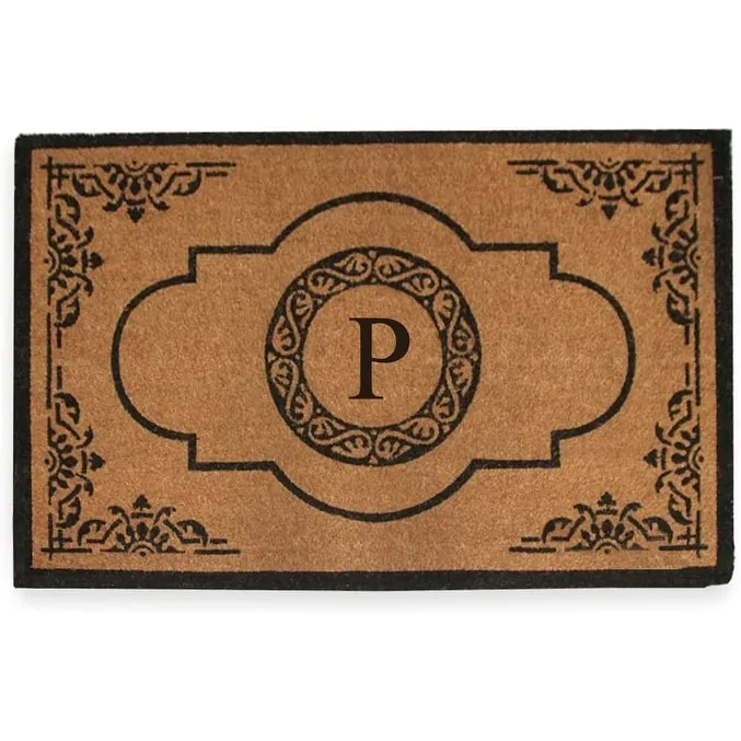 A1HC Natural Coir Hand-crafted Abrilina Monogrammed Double Doormat