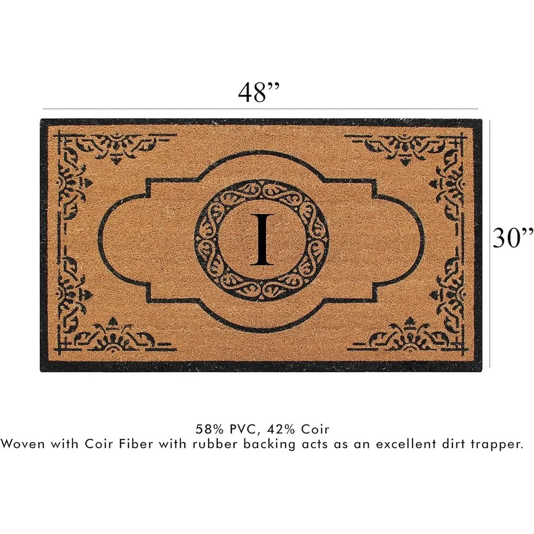 A1HC Natural Coir Hand-crafted Abrilina Monogrammed Double Doormat