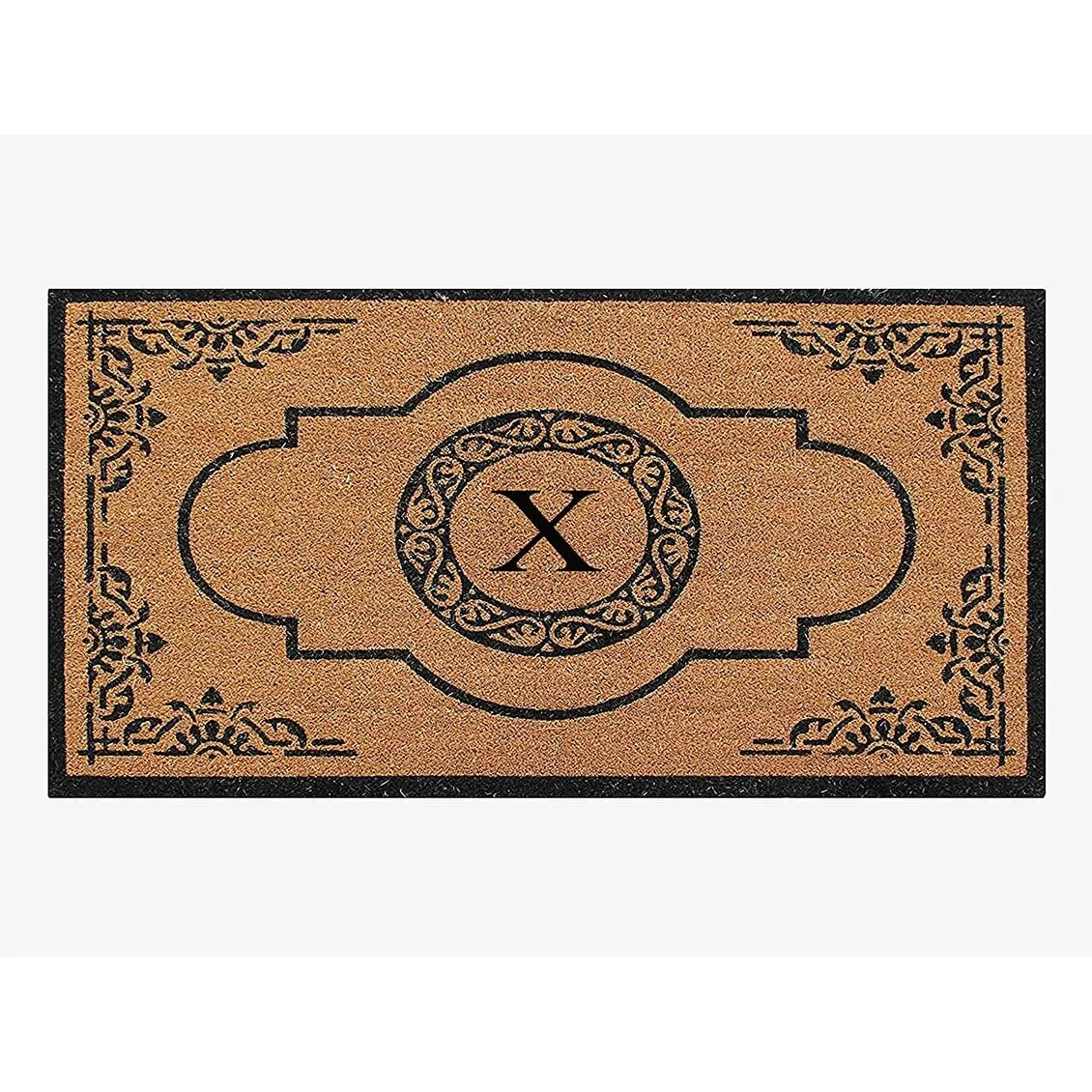 A1HC Natural Coir Hand-crafted Abrilina Monogrammed Double Doormat