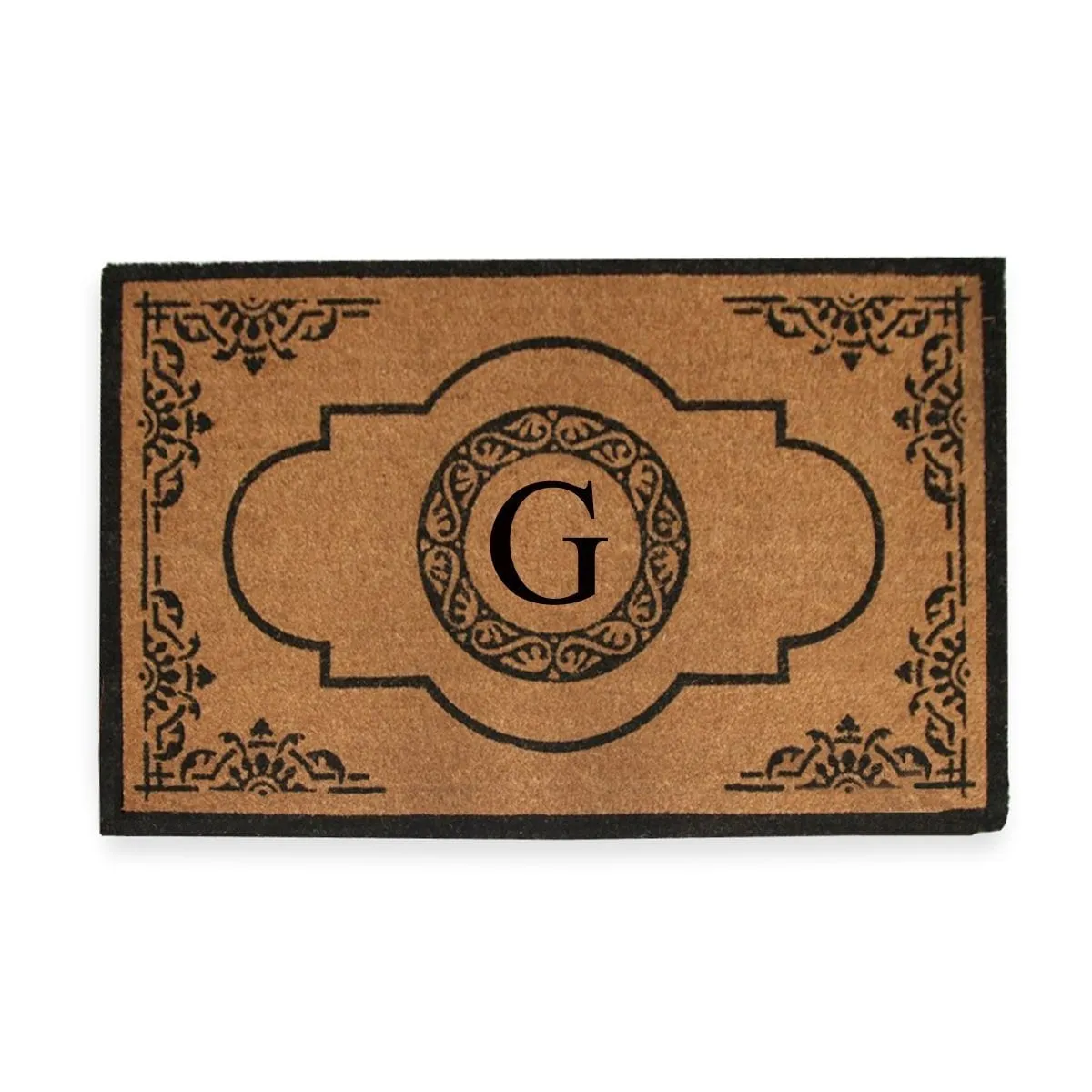 A1HC Natural Coir Hand-crafted Abrilina Monogrammed Double Doormat