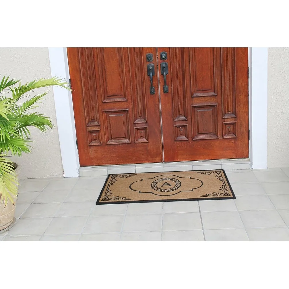 A1HC Natural Coir Hand-crafted Abrilina Monogrammed Double Doormat