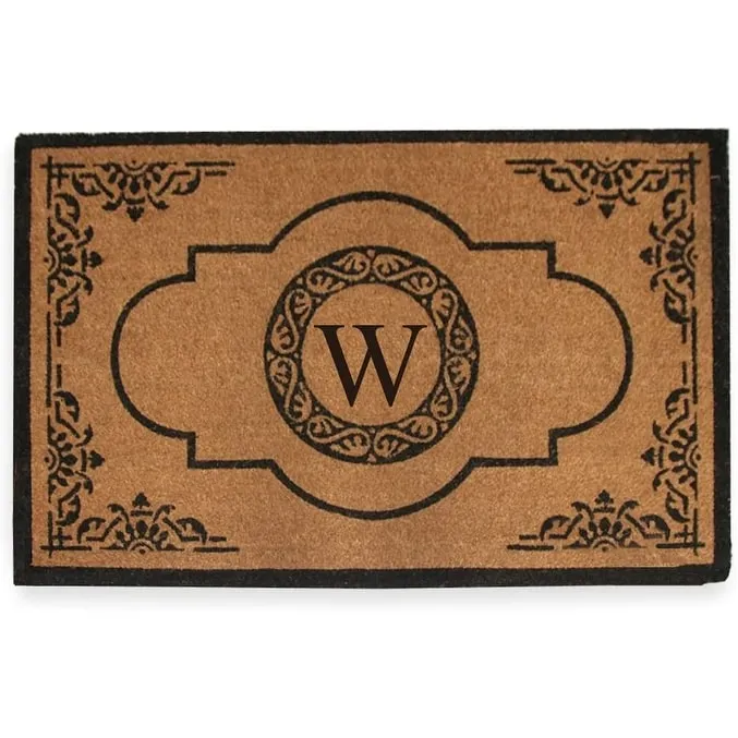 A1HC Natural Coir Hand-crafted Abrilina Monogrammed Double Doormat