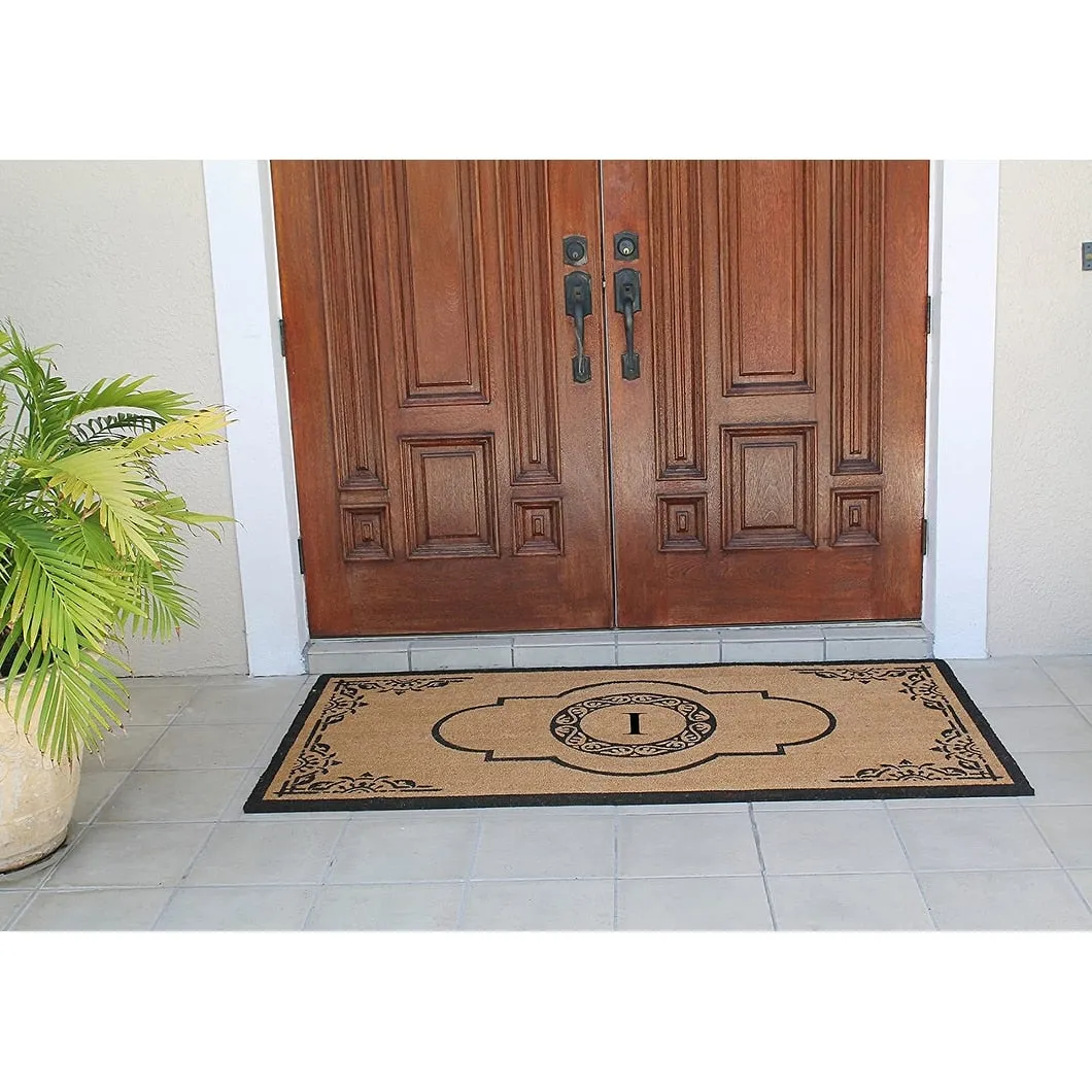 A1HC Natural Coir Hand-crafted Abrilina Monogrammed Double Doormat