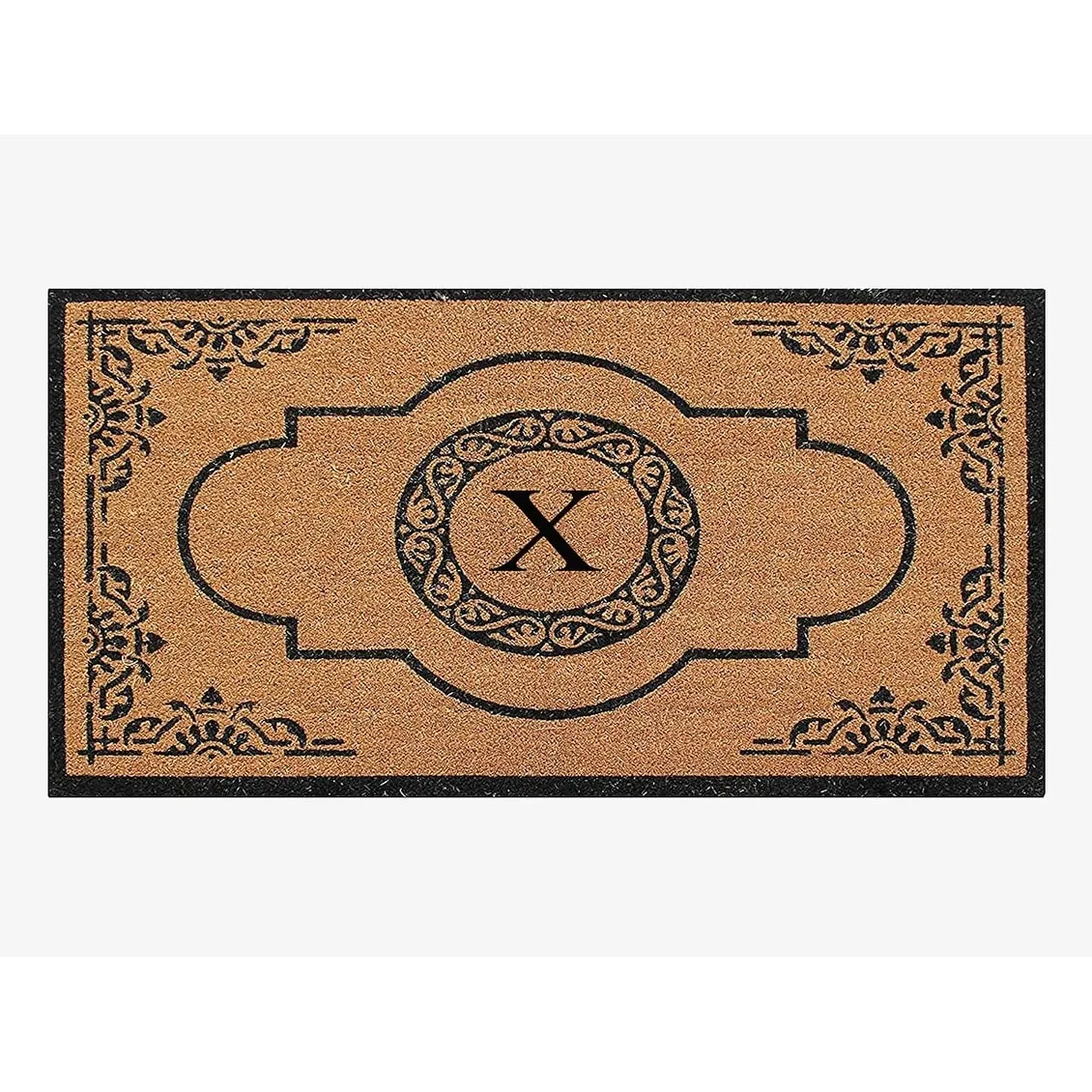A1HC Natural Coir Hand-crafted Abrilina Monogrammed Double Doormat
