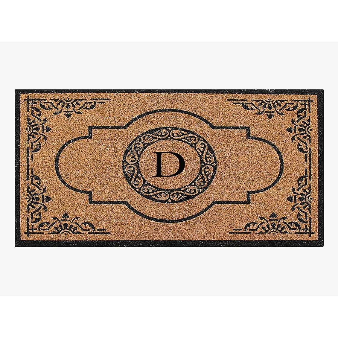 A1HC Natural Coir Hand-crafted Abrilina Monogrammed Double Doormat