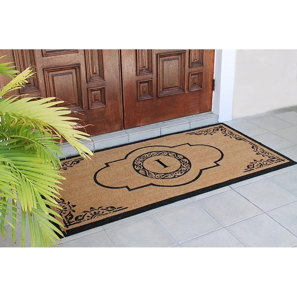 A1HC Natural Coir Hand-crafted Abrilina Monogrammed Double Doormat