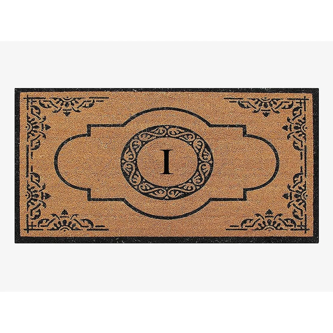 A1HC Natural Coir Hand-crafted Abrilina Monogrammed Double Doormat
