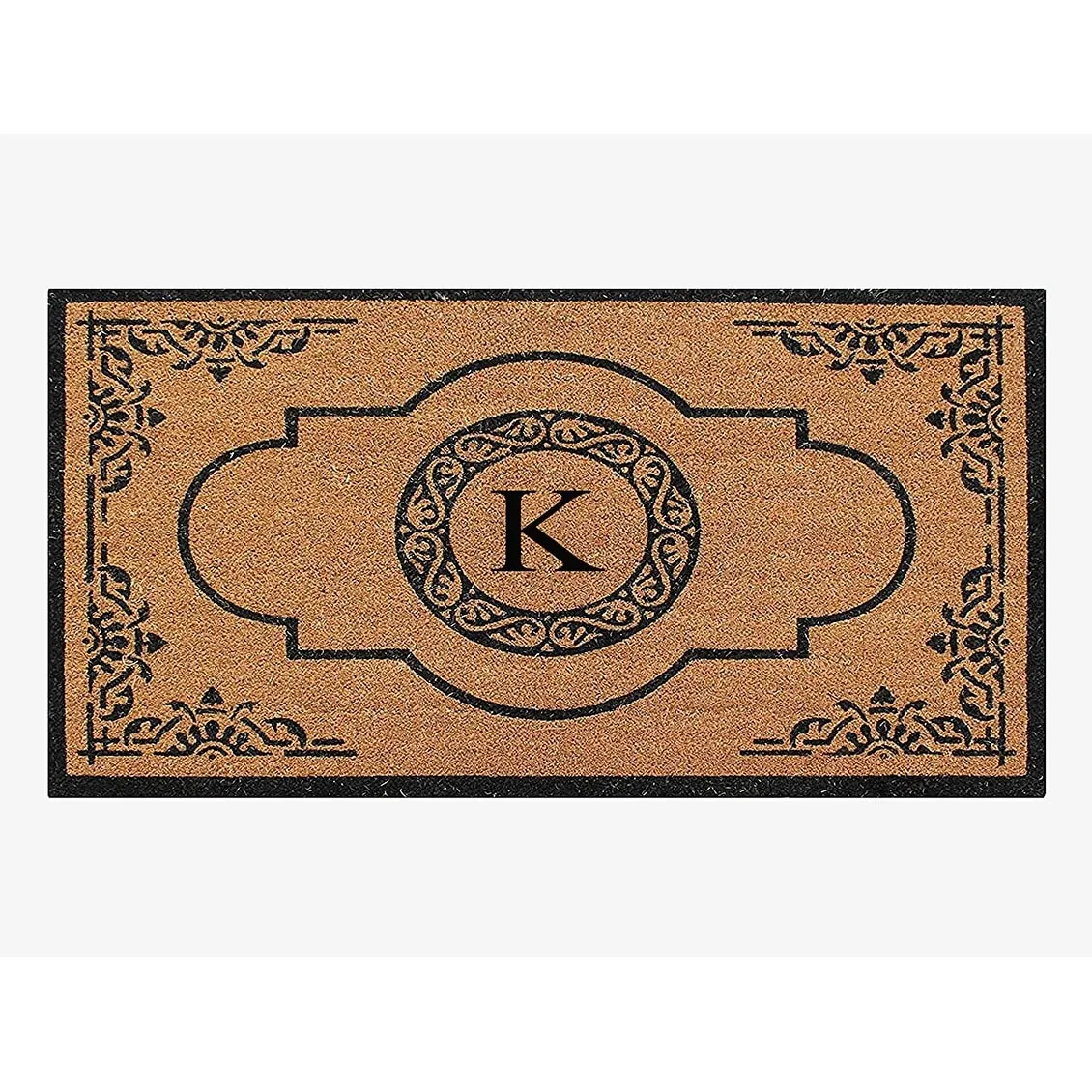 A1HC Natural Coir Hand-crafted Abrilina Monogrammed Double Doormat