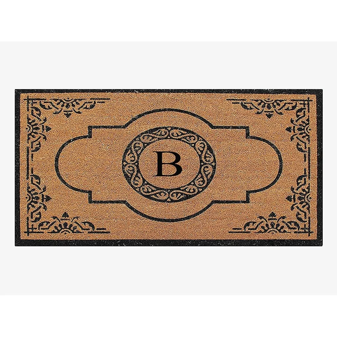 A1HC Natural Coir Hand-crafted Abrilina Monogrammed Double Doormat