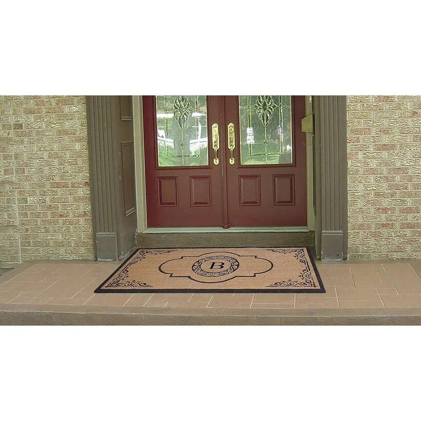 A1HC Natural Coir Hand-crafted Abrilina Monogrammed Double Doormat