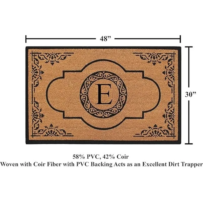 A1HC Natural Coir Hand-crafted Abrilina Monogrammed Double Doormat