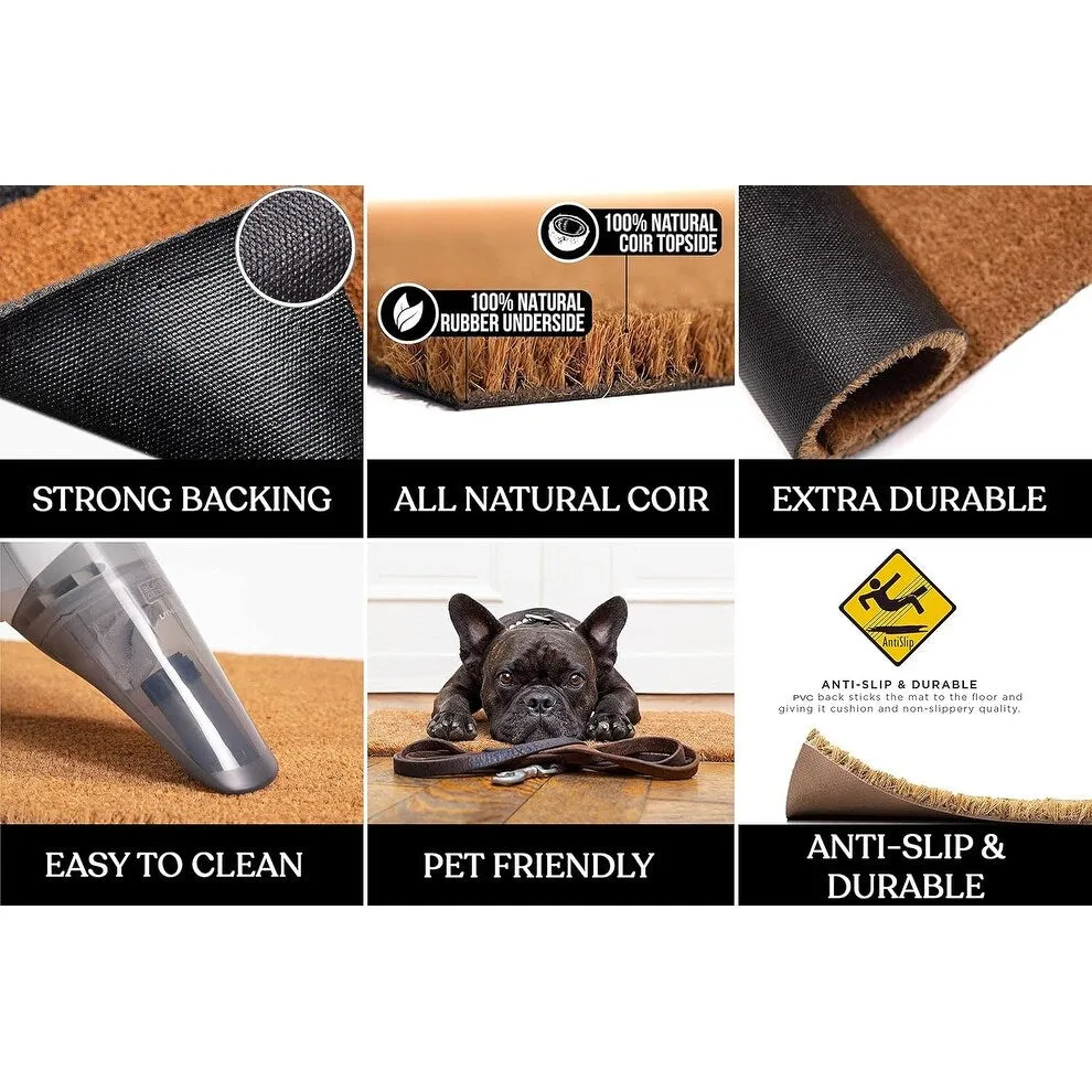 A1HC Natural Coir Hand-crafted Abrilina Monogrammed Double Doormat