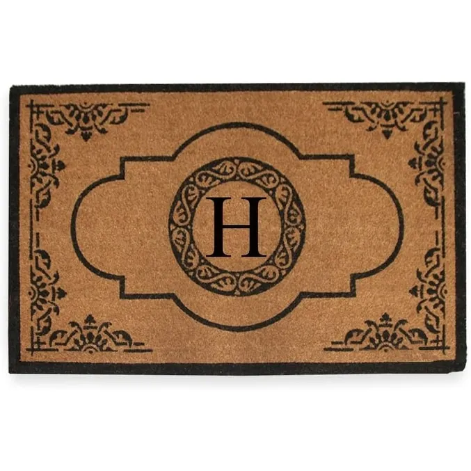 A1HC Natural Coir Hand-crafted Abrilina Monogrammed Double Doormat