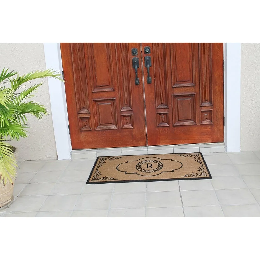 A1HC Natural Coir Hand-crafted Abrilina Monogrammed Double Doormat