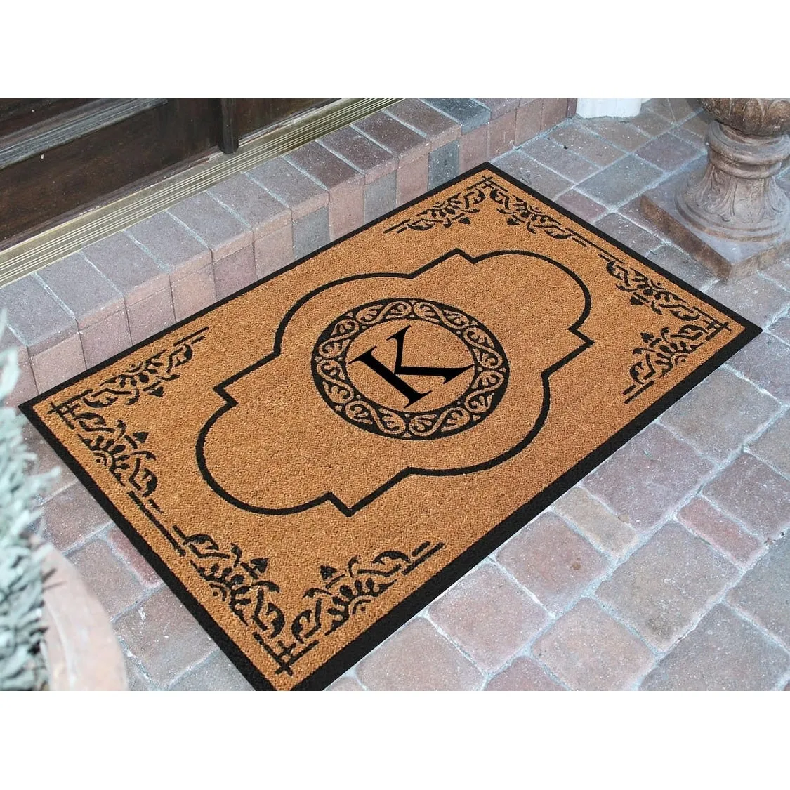 A1HC Natural Coir Hand-crafted Abrilina Monogrammed Double Doormat