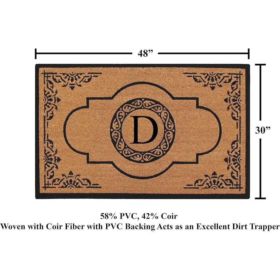 A1HC Natural Coir Hand-crafted Abrilina Monogrammed Double Doormat