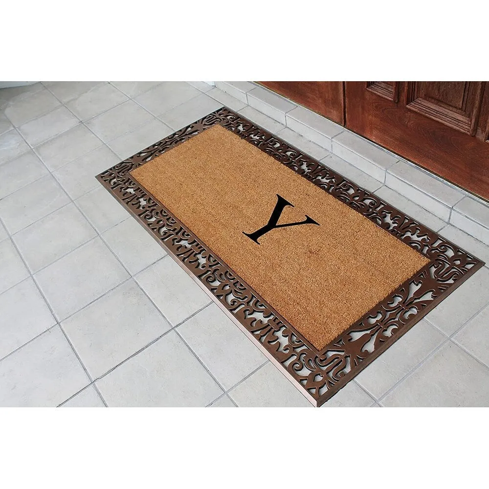 A1HC Natural Coir Monogrammed Door Mat For Front Door. 30X60. Anti-Shed Treated Durable Doormat for Outdoor Entrance