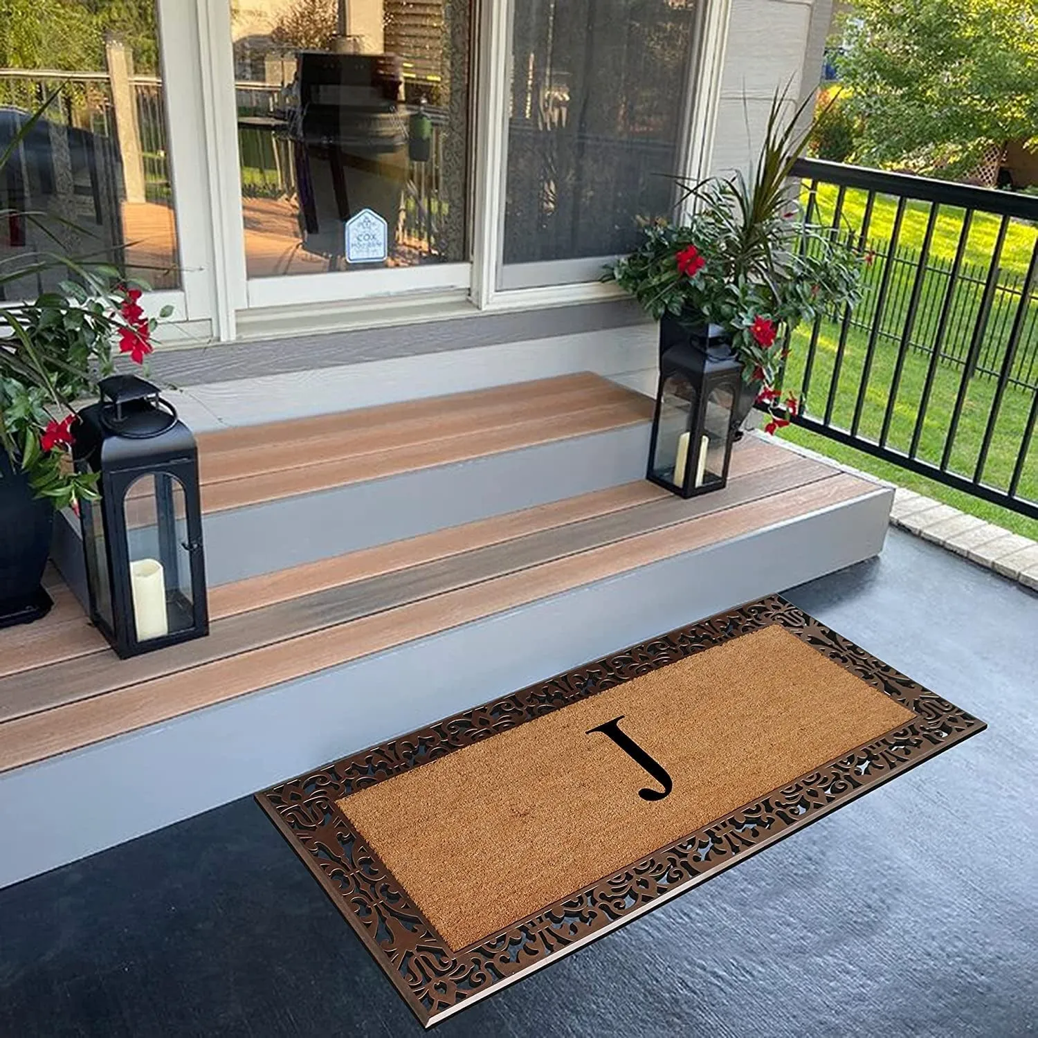 A1HC Natural Coir Monogrammed Door Mat For Front Door. 30X60. Anti-Shed Treated Durable Doormat for Outdoor Entrance