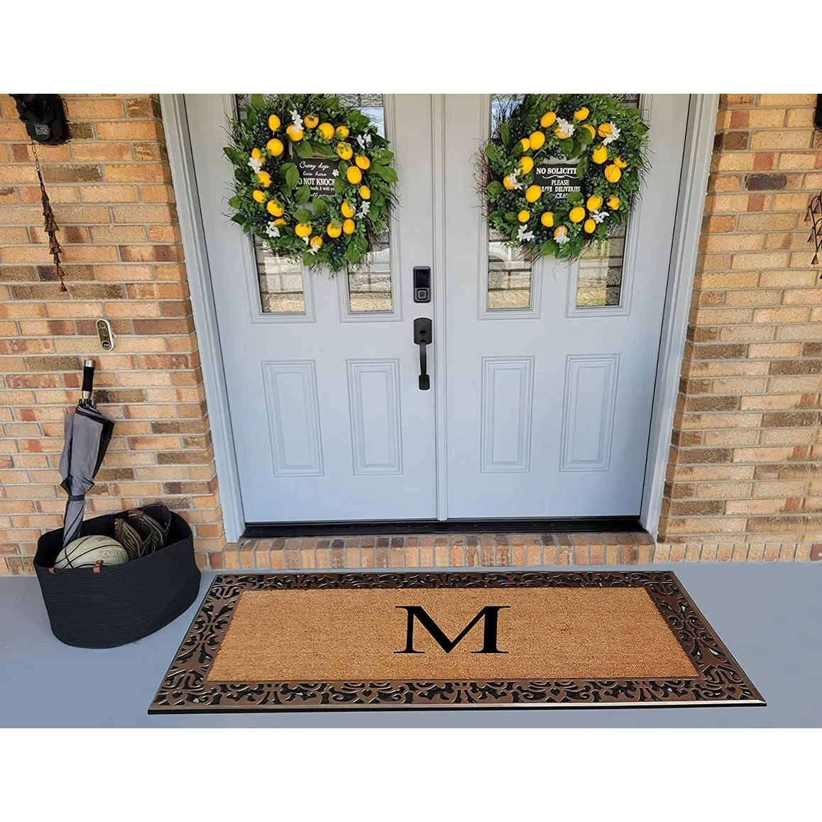 A1HC Natural Coir Monogrammed Door Mat For Front Door. 30X60. Anti-Shed Treated Durable Doormat for Outdoor Entrance