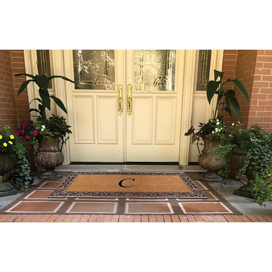 A1HC Natural Coir Monogrammed Door Mat For Front Door. 30X60. Anti-Shed Treated Durable Doormat for Outdoor Entrance