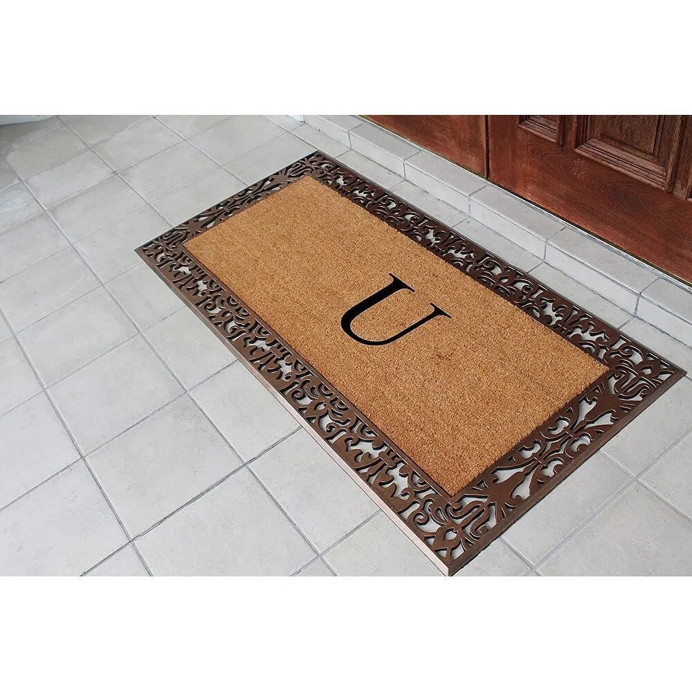 A1HC Natural Coir Monogrammed Door Mat For Front Door. 30X60. Anti-Shed Treated Durable Doormat for Outdoor Entrance