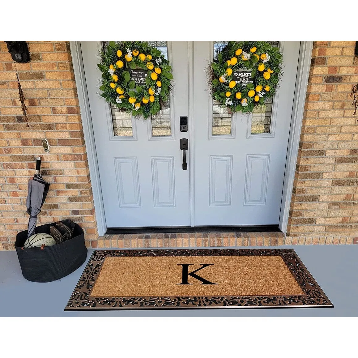 A1HC Natural Coir Monogrammed Door Mat For Front Door. 30X60. Anti-Shed Treated Durable Doormat for Outdoor Entrance