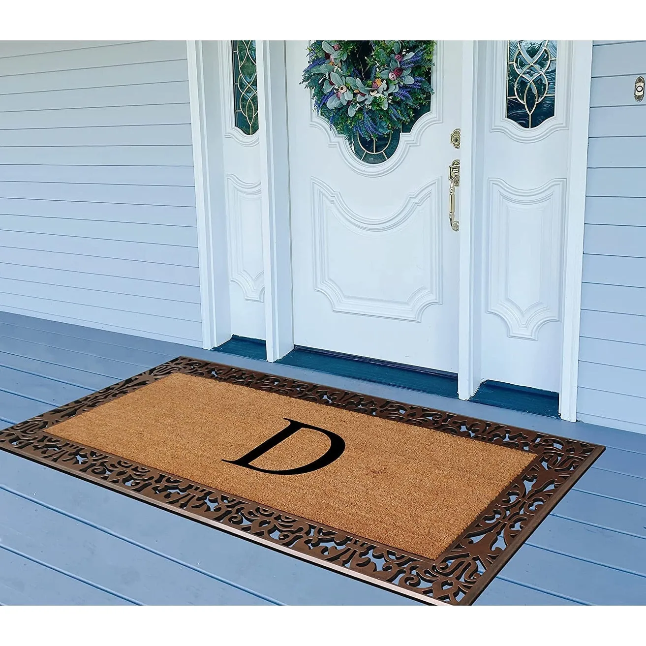 A1HC Natural Coir Monogrammed Door Mat For Front Door. 30X60. Anti-Shed Treated Durable Doormat for Outdoor Entrance