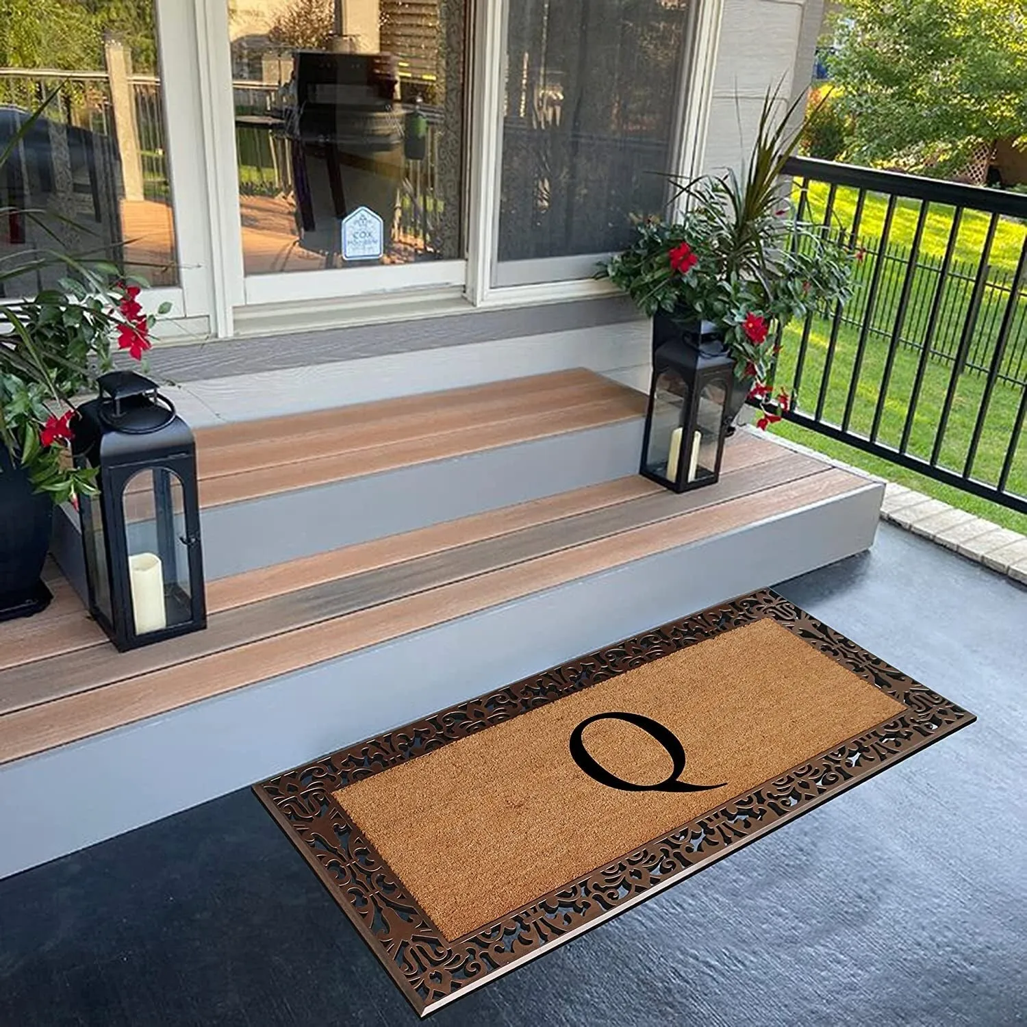 A1HC Natural Coir Monogrammed Door Mat For Front Door. 30X60. Anti-Shed Treated Durable Doormat for Outdoor Entrance