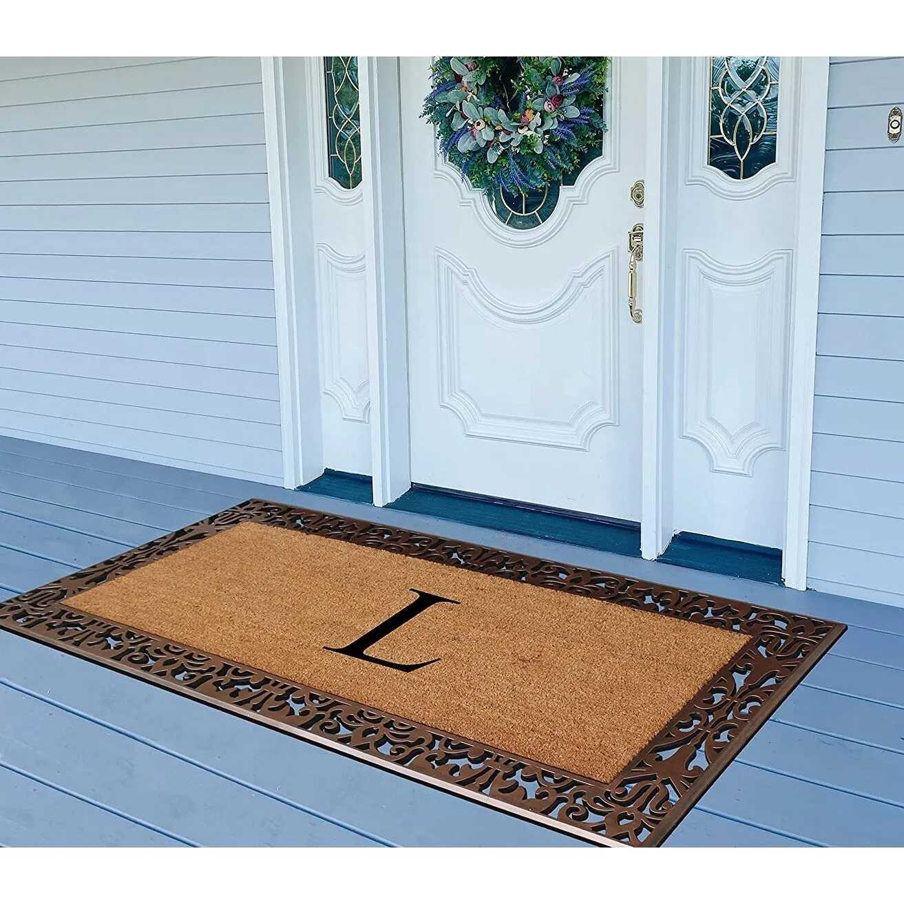 A1HC Natural Coir Monogrammed Door Mat For Front Door. 30X60. Anti-Shed Treated Durable Doormat for Outdoor Entrance