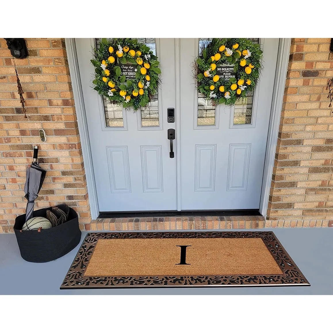 A1HC Natural Coir Monogrammed Door Mat For Front Door. 30X60. Anti-Shed Treated Durable Doormat for Outdoor Entrance