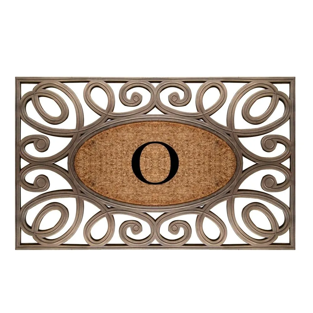 A1HC Rubber and Coir Elegant Circles. Monogrammed Double Door Doormat